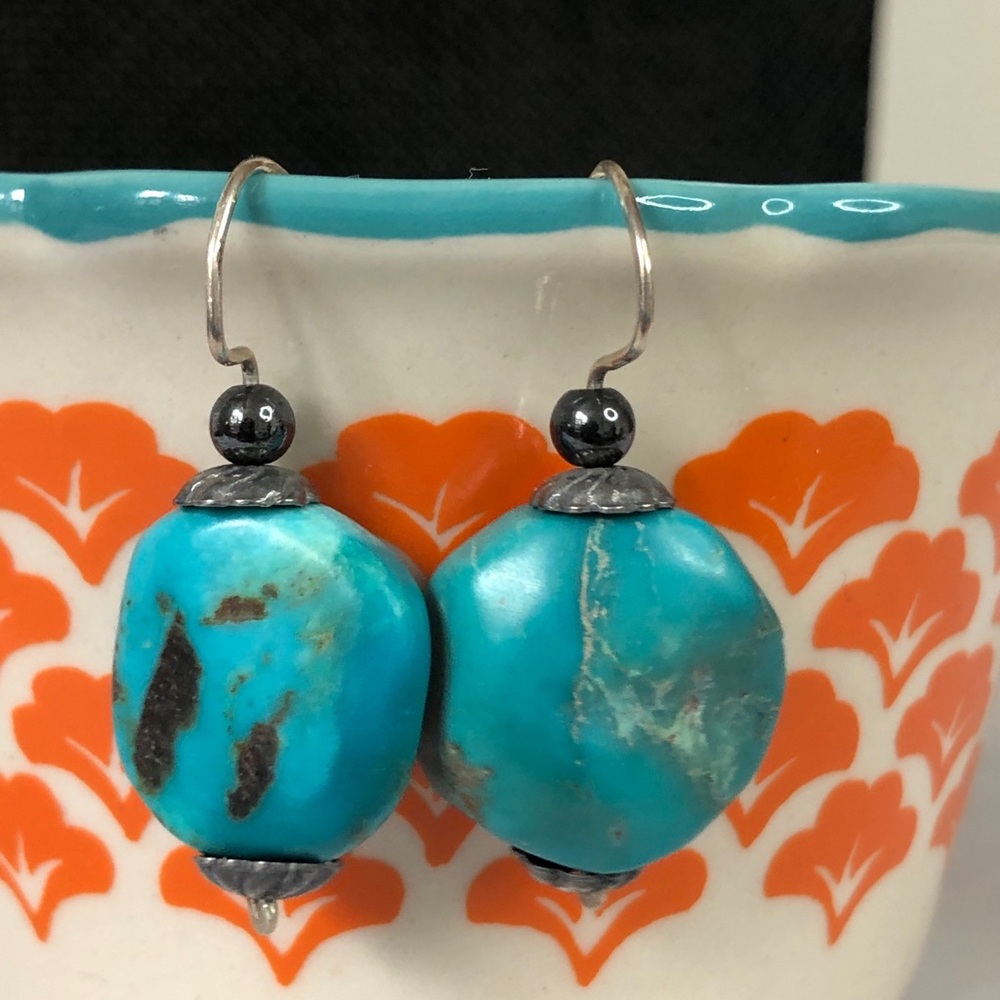Unique Turquoise Handcrafted Dangle Earrings - image 2